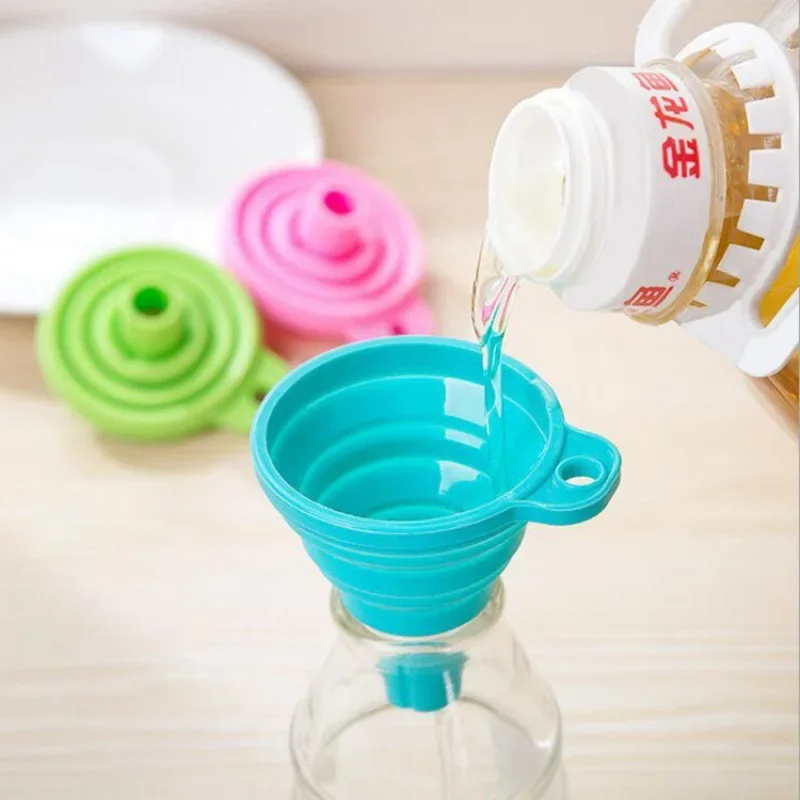 Kitchen Funnel Set Kitchen Gadget Accessories Foldable Silicone Foldable Funnel for Filling Water Bottles With Liquid Transfer