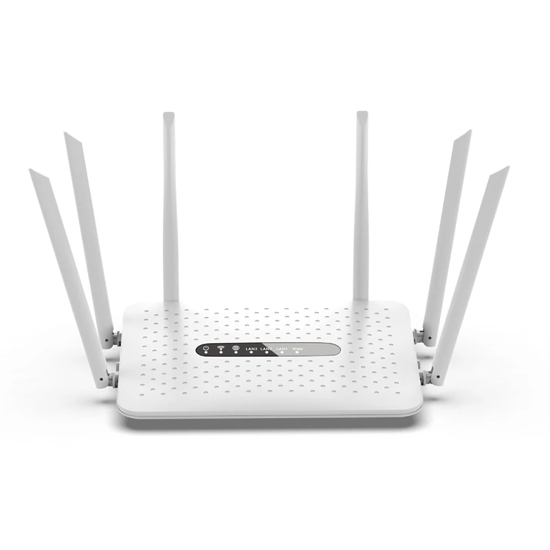 WIFI Router Gigabit Wireless Router 2.4G/5G Dual Band WiFi Router with 6 Antennas WiFi Repeater Signal Amplifier-White-A09I