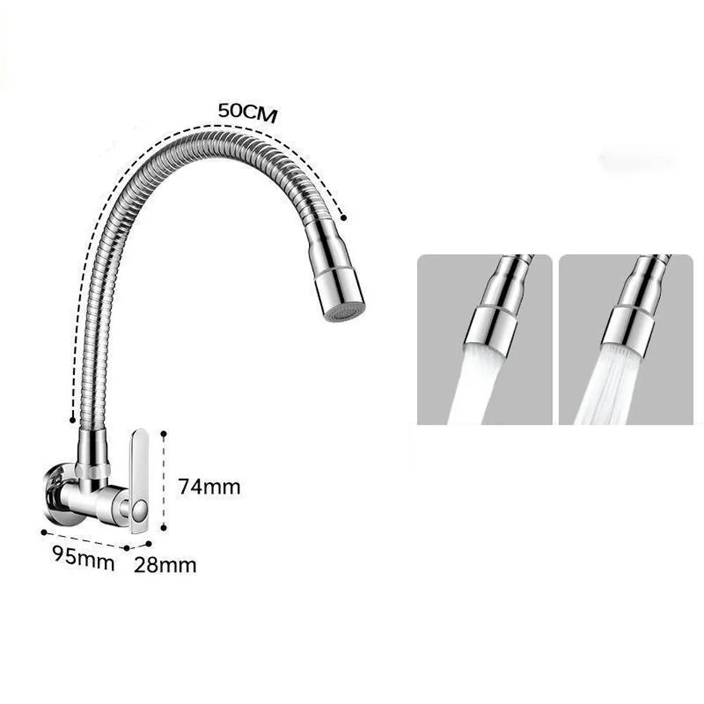 Kitchen Wall Faucet Cold Water Tap with Swivel Spout for Balcony or Countertop Use and Anti For splash Feature