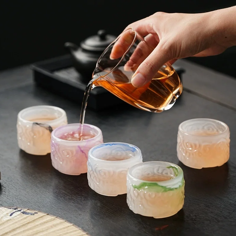 1/4-piece Set Glazed Jade Porcelain Master Cup Home Office Teacup Tea Cup Personal Cup Gift Box Gift Companion Gift 50ML