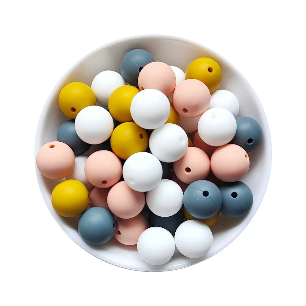 15mm 40Pcs/Lot Baby Silicone Loose Bead For Jewelry Beads Round Bead DIY Pacifier Chain Dummy Holder Accessories BPA Free