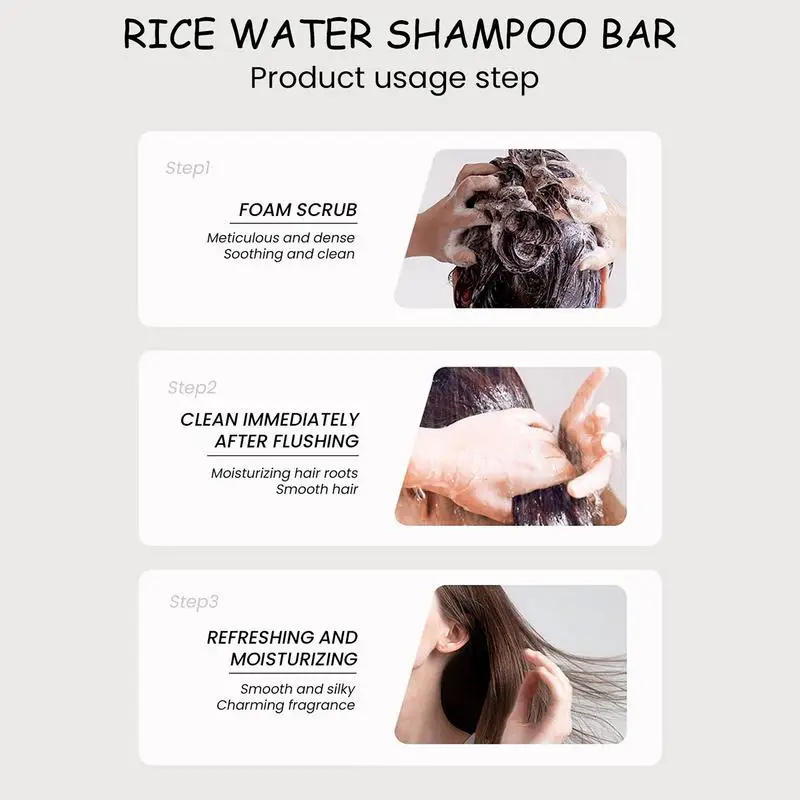 Rice Shampoo Bar Natural Organic Rice Soap for Hair Growth Deep Cleansing Solid Shampoo and Conditioner Bar Oil Control