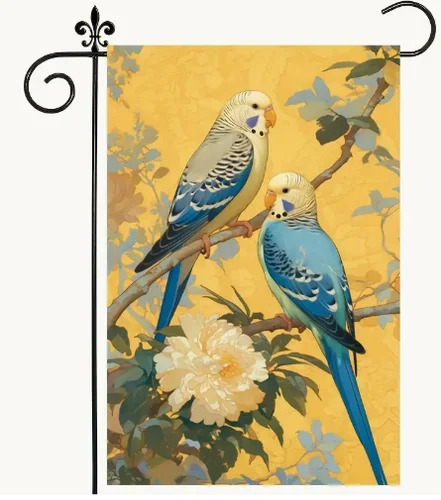 GARDEN FLAG-Parakeets Polyester Garden Flag - 18x12 Inch, Double-Sided Design VVL YYX EEZ