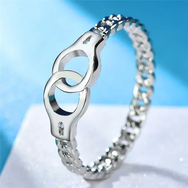 Delysia King Fashion Creativity Handcuffs Ring Unisex Circle Cocktail Rings