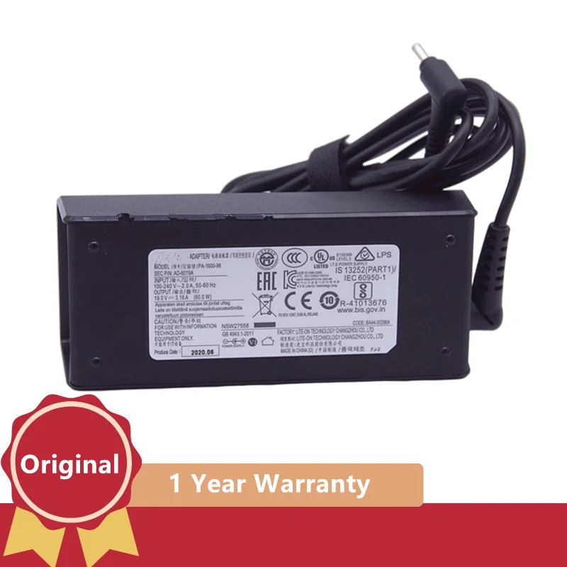 

NEW Original 19V 3.16A 60W AC Adapter Charger for Samsung ATIV Book 7 NP740U3E 13.3 AD-6019P, CPA09-004A, PA-1600-66