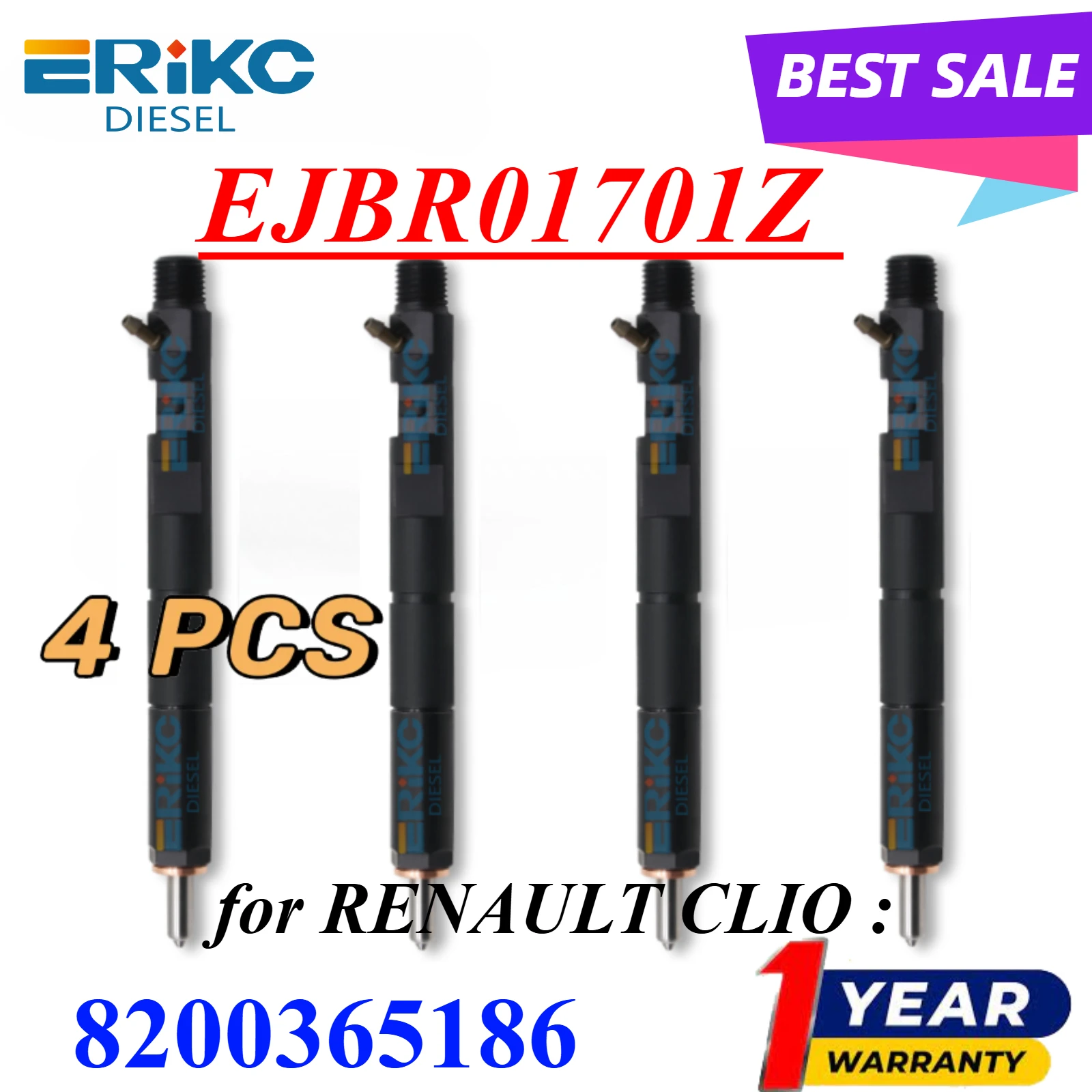EJBR01701Z common rail injector EJB R01701Z fuel engine nozzle 8200365186 for RENAULT CLIO Euro 3 engine