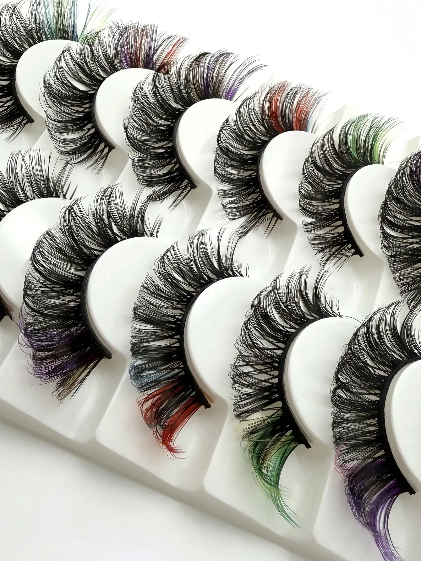 7 Paar bunte falsche Wimpern, 3D-Nerzhaar, DD-gewellte, flauschige Wimpern, russisches Volumen, natürliche, dicke Wimpern – Detail 3