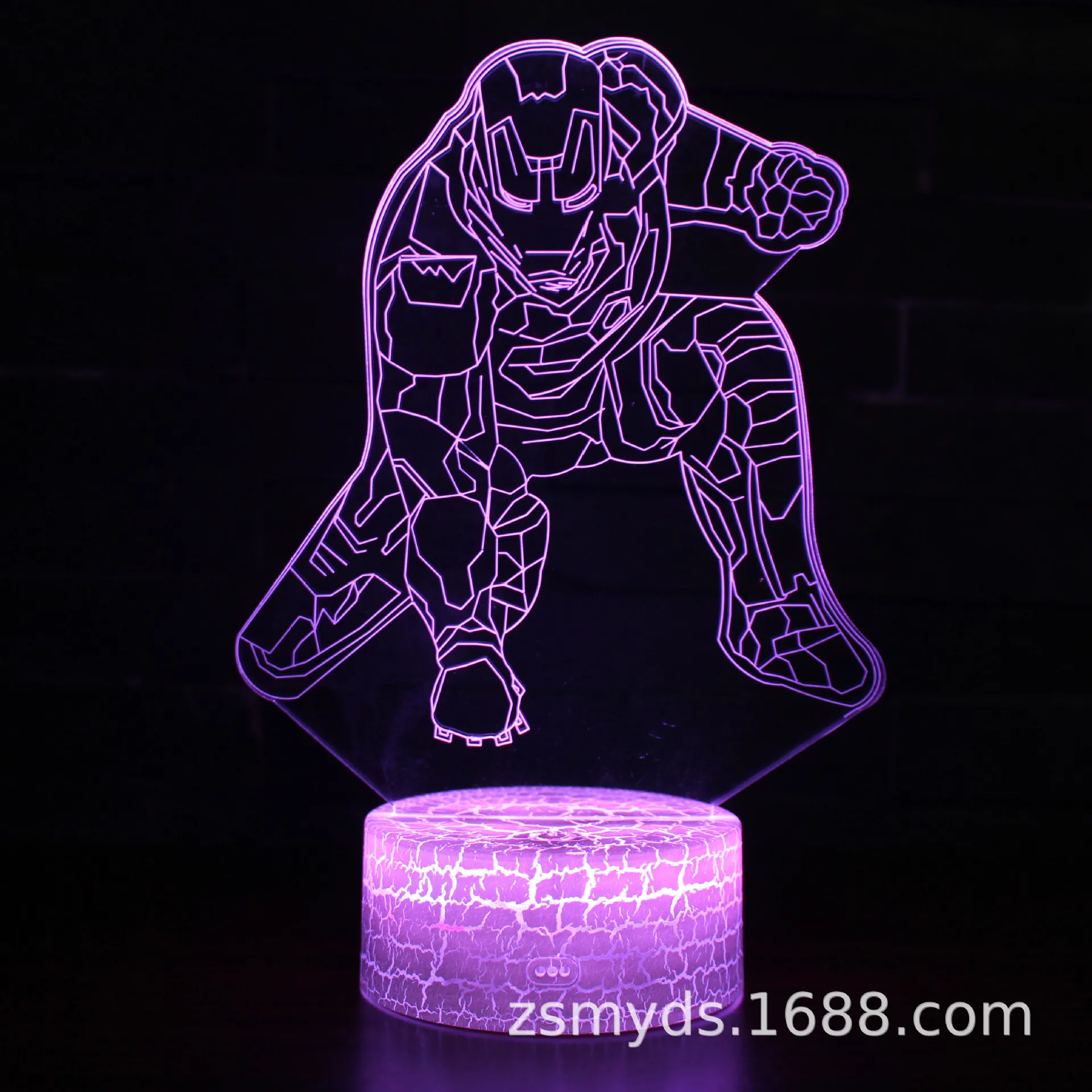 Figuras de juguete de Marvel Iron Man, lámpara 3D acrílica de Los Vengadores, ilusión de figura de Anime, luz nocturna, lámpara de mesa LED de siete