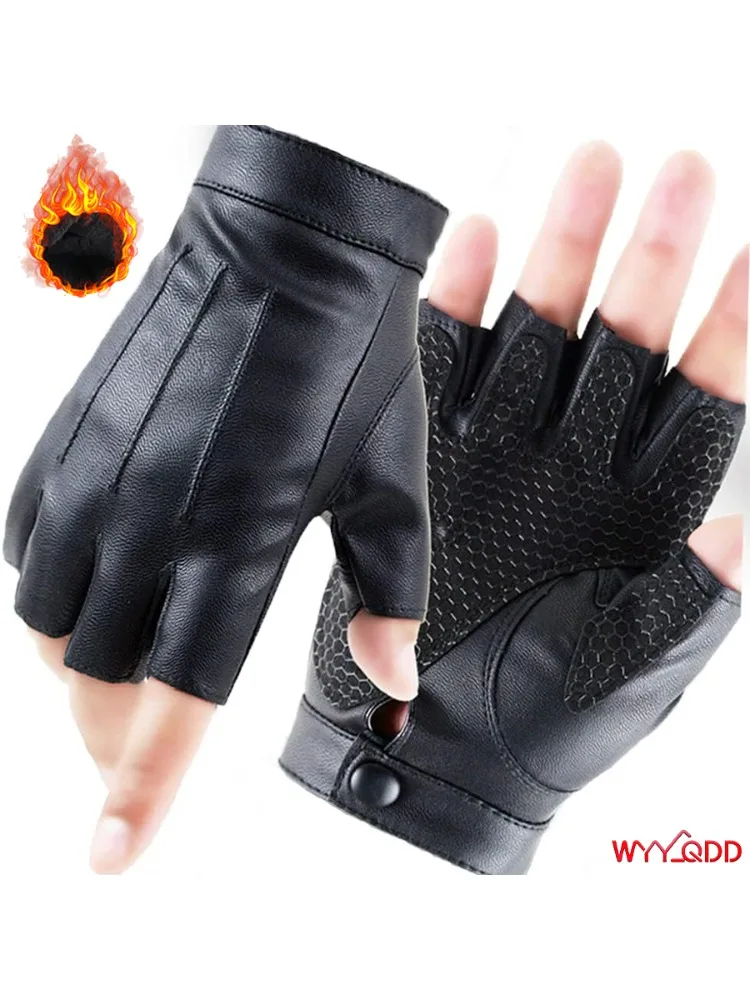 AliExpress 1 Pair Windproof Fingerless Driving PU Leather Outdoor Sport Half Finger Anti-slip Warm Gloves,Outdoor Sports & Activities