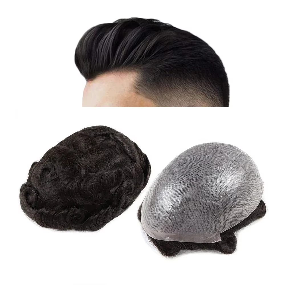 

Toupee for Men Hair Replcement System Mens Toupee Full Poly Thin Skin Human Hair Piece All PU Injection Toupee Hair Systems 8X10