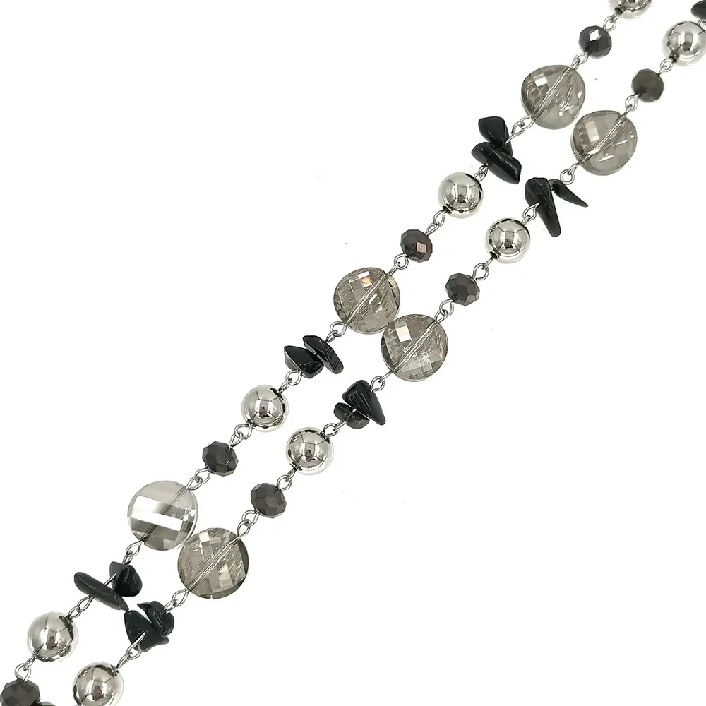 Cordini per badge con perline di vetro nero Cordini per collane di moda con portachiavi porta documenti per insegnanti, infermieri, madri, regali