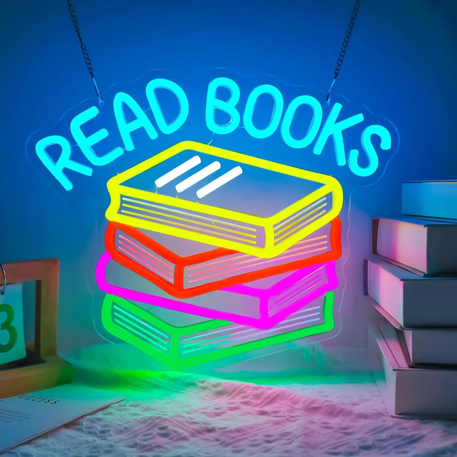 Read More Books Neon Sign for Classroom Decor LED Dimmable Cool Kids Read Neon Light for Reading Corner Library Study Room Decor