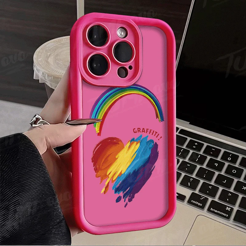 Rainbow Graffiti Love Heart TU Case for Samsung Galaxy A55 A15 A35 A25 A05 A05S 5G A24 A13 A23 A12 A22 A32 A52 A52S A71 A72 A51