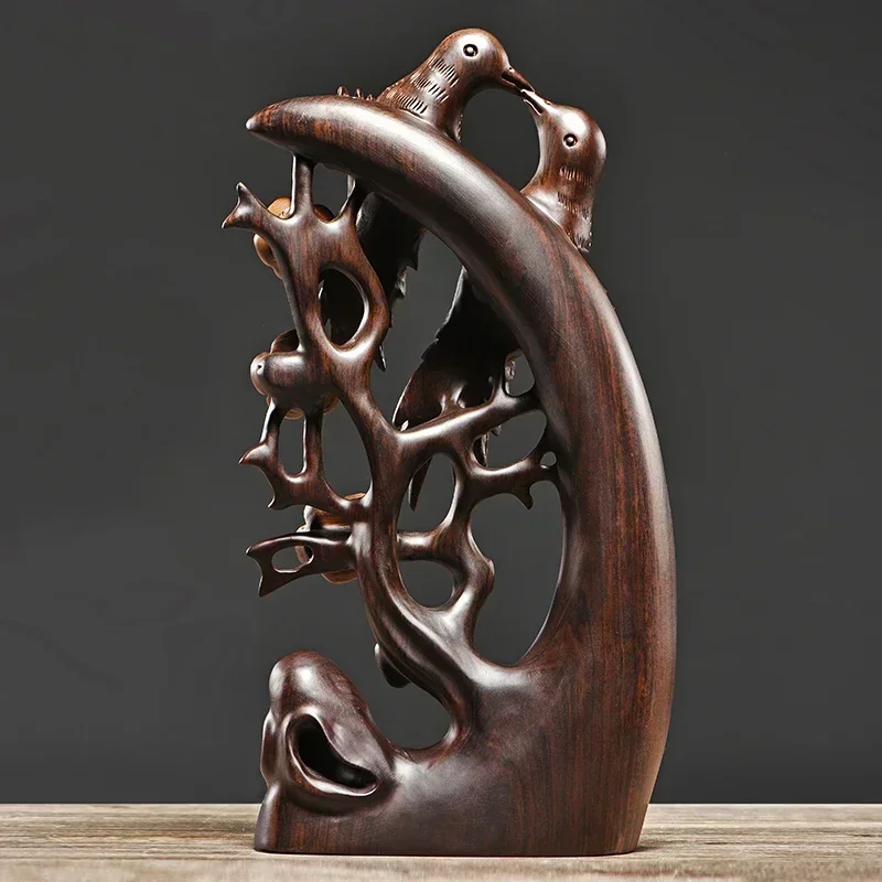 Hot SalesEbony Wood Carving Wedding Brow Decoration Solid Wood Root Carving Bird Room Decorations Rosewood Crafts Housewarming G