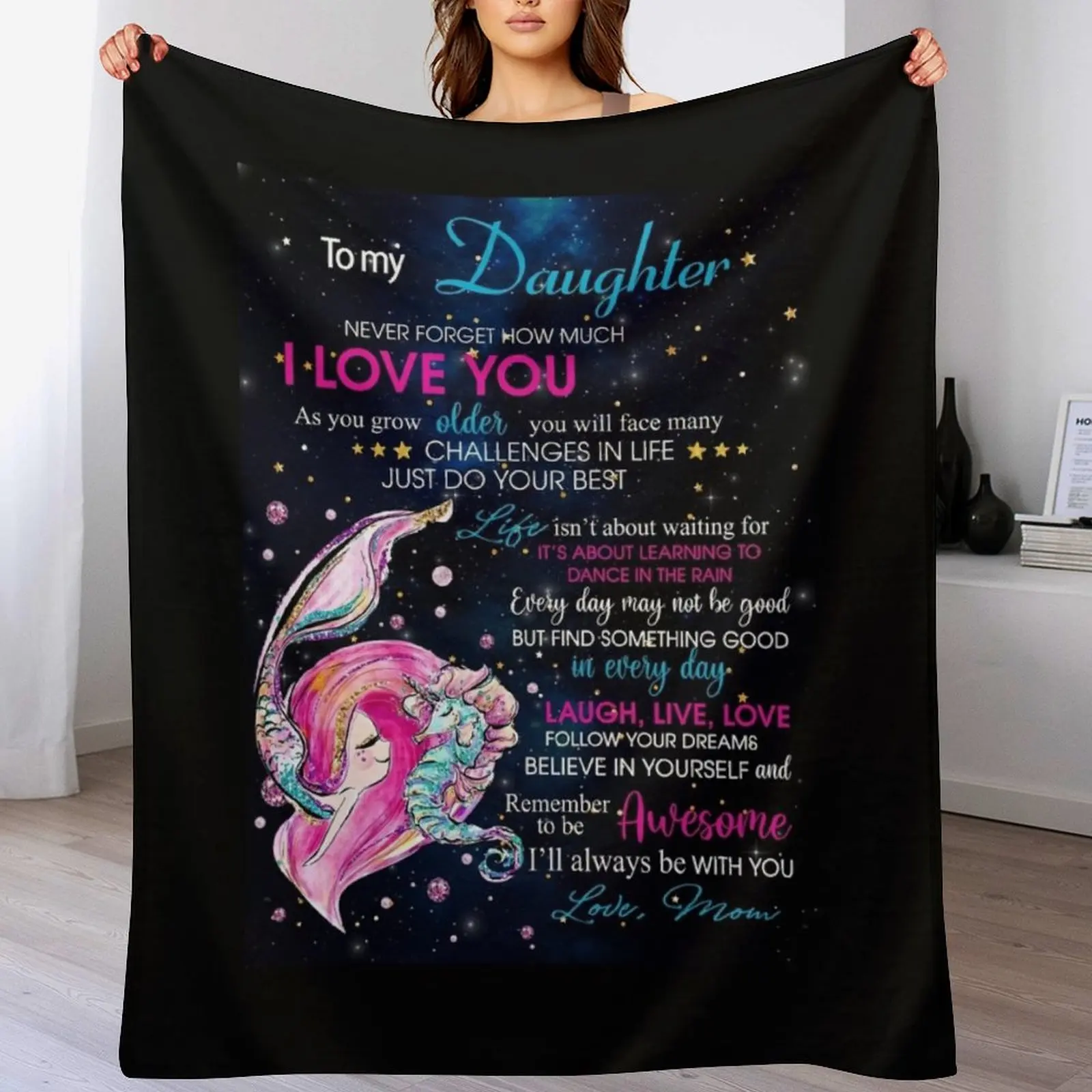 to my daughter never forget how much I love you Throw Blanket For Sofa Thin Flannels blankets and throws Blankets