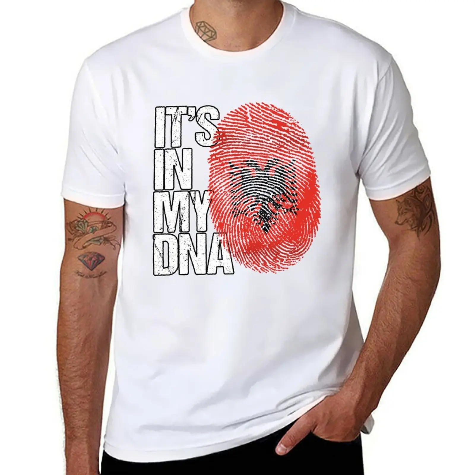 

Albania Its In My DNA - Albania Albanian Flag In Thumbprint , womens mens funny gifts roots flag T-Shirt