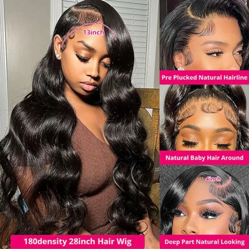 Body Wave Glueless Wig Human Hair Ready to Wear 250 Density Human Hair Wigs Pre plucked 13X6 Glueless Pre cut Lace Wig For Women