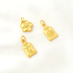 5 pieces  Dumb gold plating  Chinese style retro small peach blossom Nafu tag  DIY jewelry necklace bracelet accessories