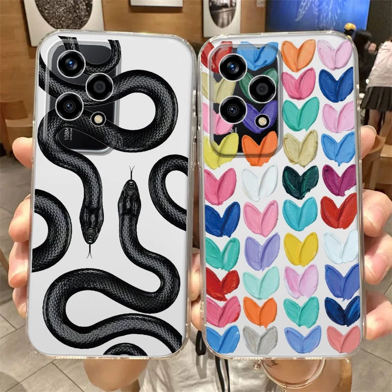 Love Black Snake Dierlijke Bloem Telefoon Hoesje Voor Huawei Honor 200 90 70 Lite 200 Pro 70 90 200 Smart X7 X7a X7b 50X5 Plus 20 Cover