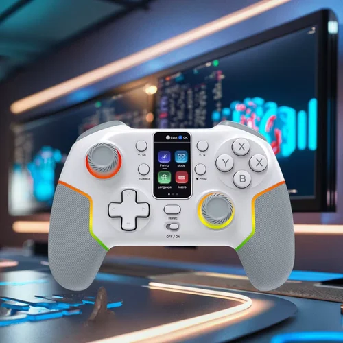Controlador inalámbrico 7052P para PC/Switch/iOS/Android con pantalla inteligente, Joysticks de pasillo y Turbo/vibración, Gamepad de 1000mAh