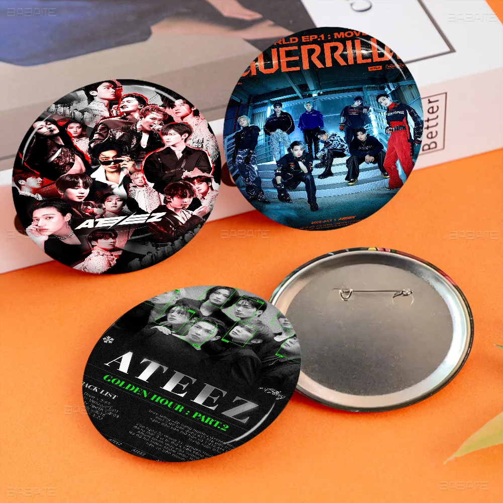 A-ATEEZ KPOP 32/44/58MM Customizable Button Pins Cute Funny Creative Badge Jewelry Decor Gifts for Friends