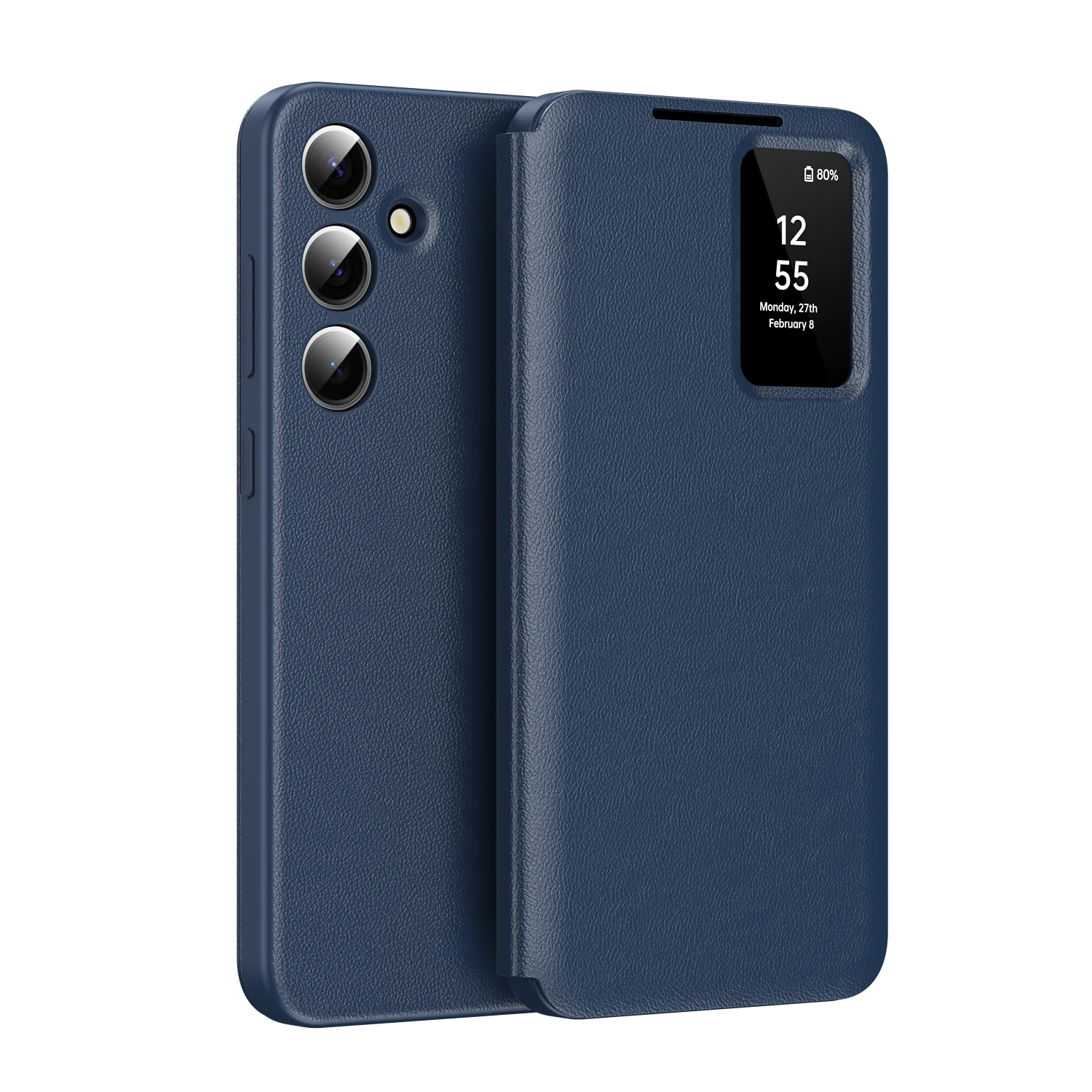 Originele Premium Lederen Portemonnee Kaarthouder Flip Case voor Samsung A57 A37 A17 A56 Wake Up/Sleep Smart Display Transparant Venster Cover