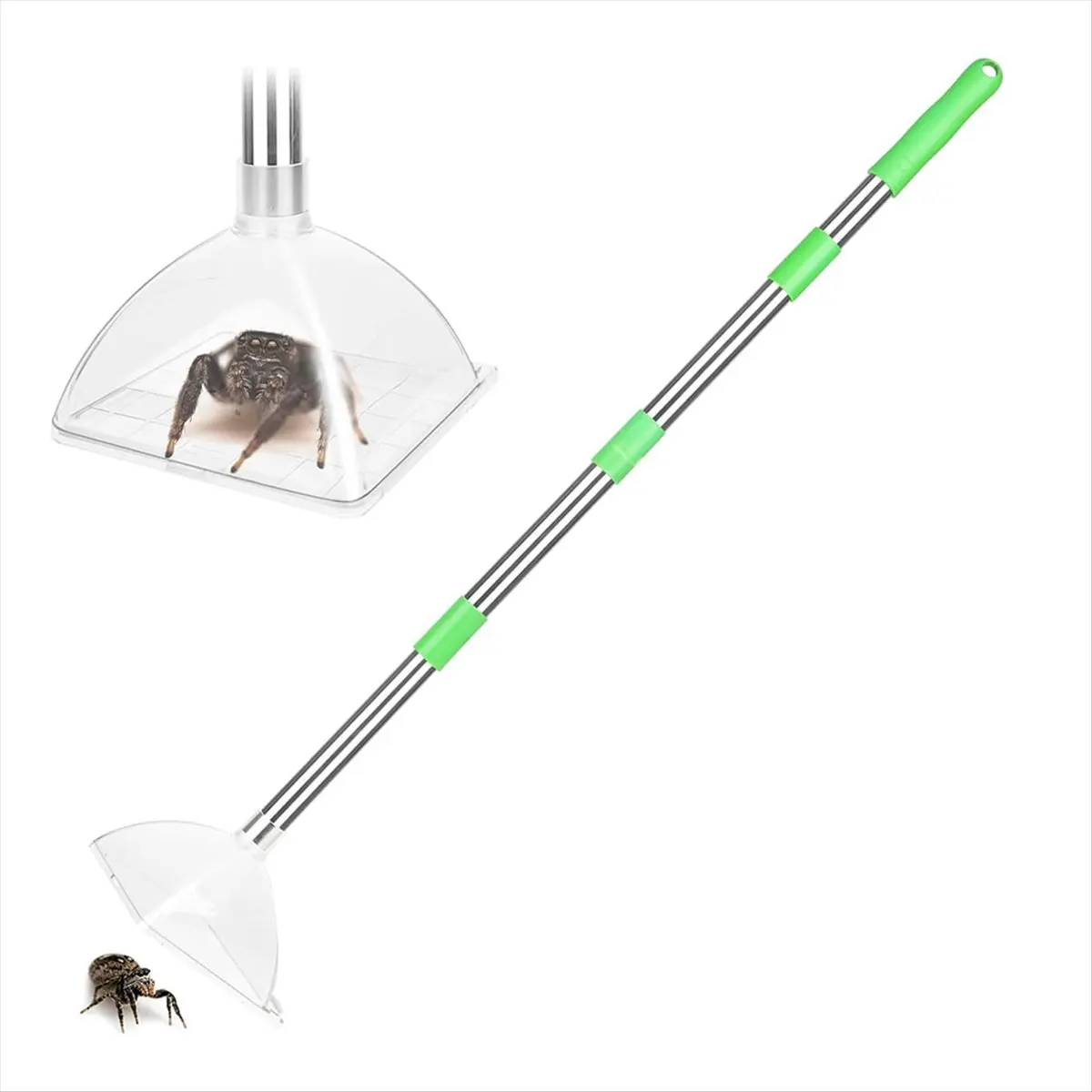 A56K Spider and Insect Catcher - 32inch Adjustable Long-Handled Spider Catcher and Release, Contactless Catch Insec