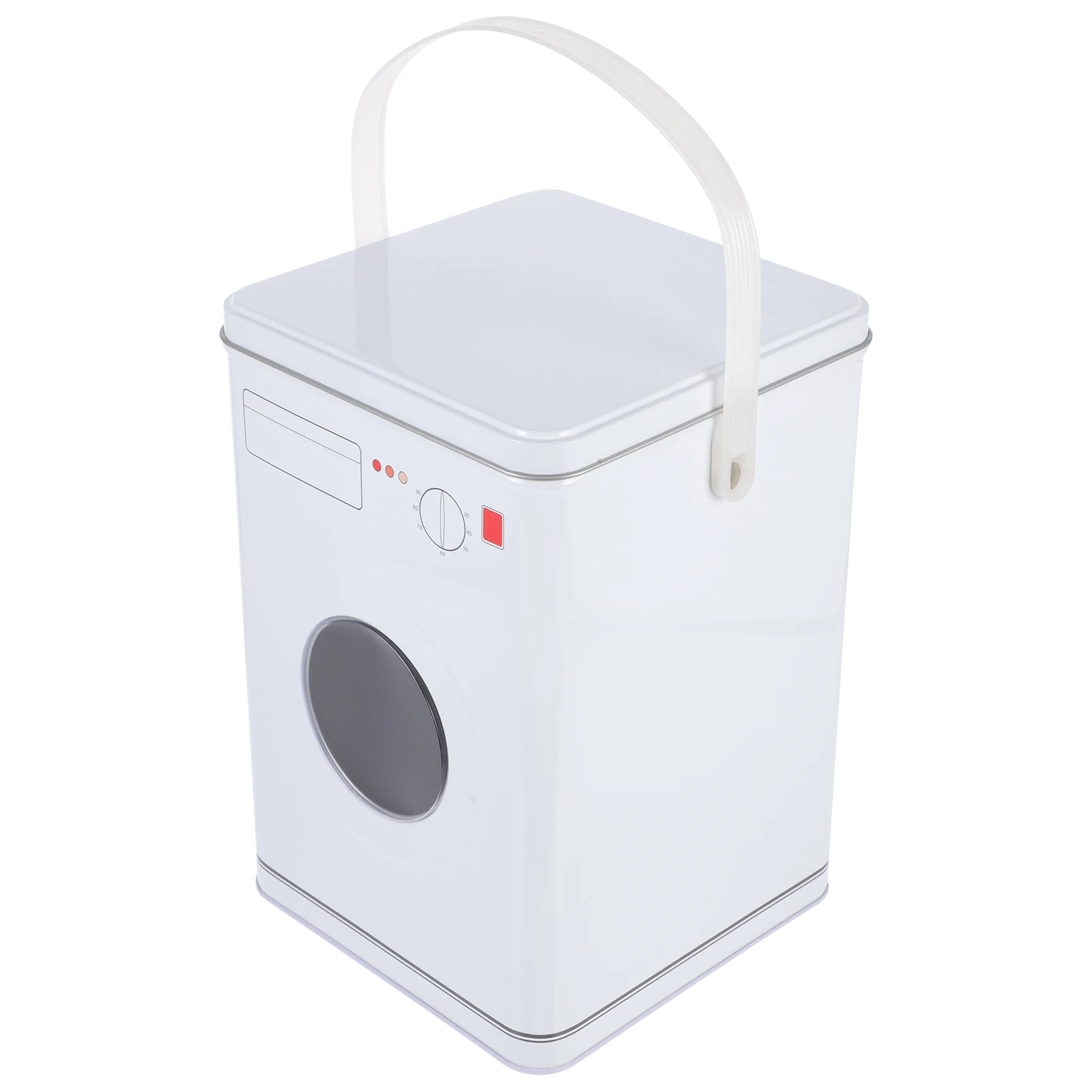 

Washing Machine Shape Storage Box Large Capacity Iron Bucket White Material Room Tidy Pet Food Container Household