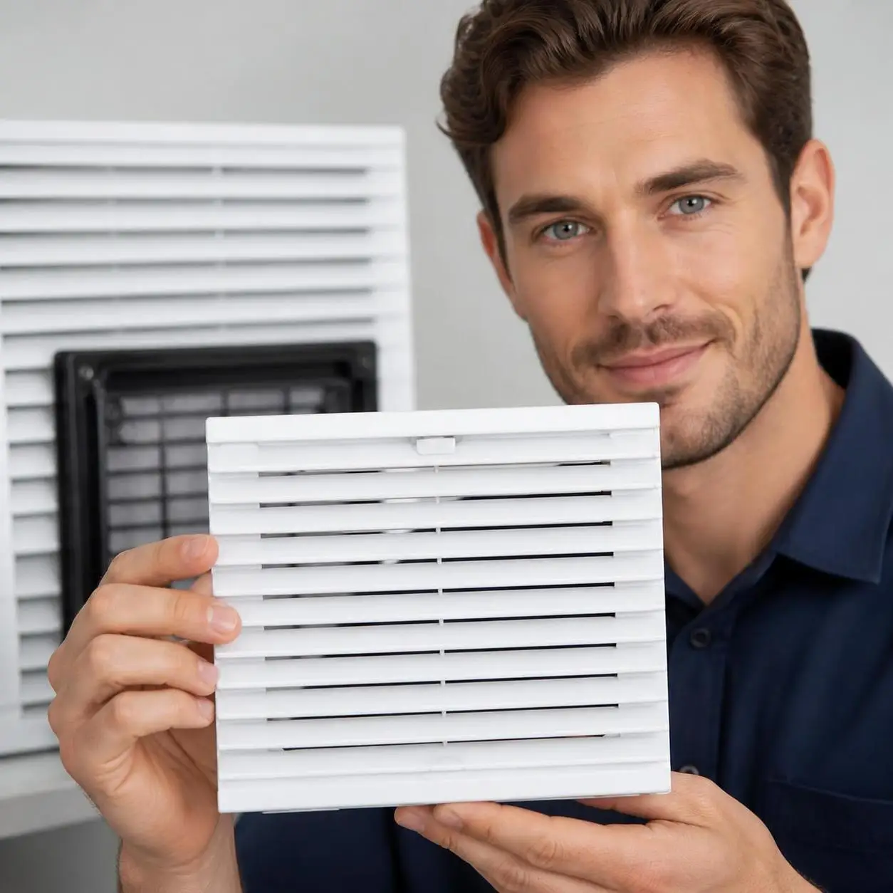 Air Ventilation System ABS Vent Grille Waterproof Dustproof Louver Vent White Fan Guard Electric Cabinet