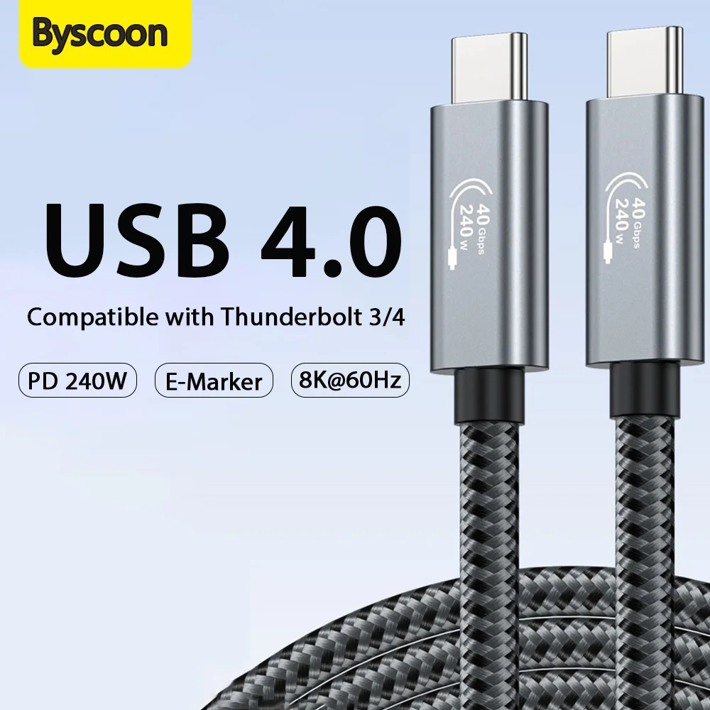 40 Gbit/s USB4-Kabel 8K@60Hz 4K@120Hz Video 240 W Aufladen kompatibel mit Thunderbolt 4/3 USB-C-Kabel für MacBook Pro/Air iPhone 16