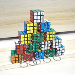 12pcs/Set Mini Magic Cube 3x3cm Keychain Funny Hyperbole Puzzle Magic Cube Charms Pendant Key Ring Fashion Jewelry Gift New