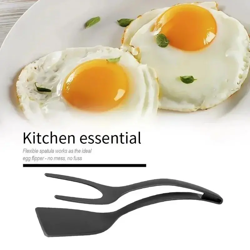 2 In 1 Shovel Clip Silicone Grip Flip Tongs Egg Steak Spatula Tongs Clamp Pancake Fried Turners Cooking Tool Kitchen Accessories