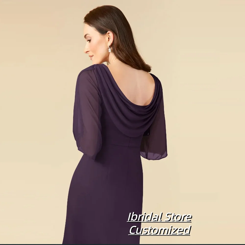 فساتين أم العروس أنيقة مخصصة للنساء من الشيفون لحفلات الزفاف مع مطرز بالخرز رداء السهرة الجديد