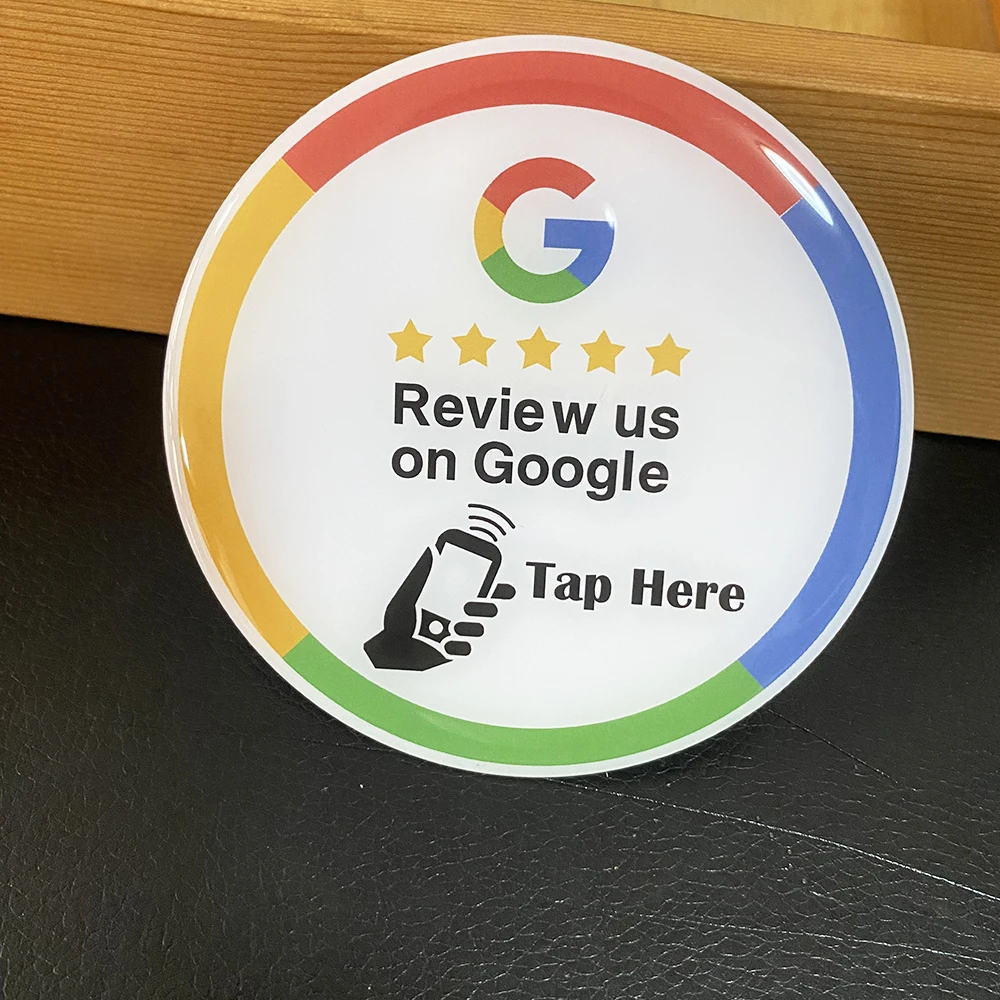 10CM Square Round Google Review Sticker Sign NFC Social Media Plate for Barber Shop  Eyelash Nail Shop Decoration Coffee Shop