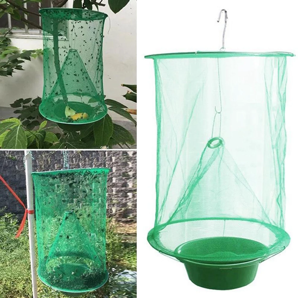 1-6PCS Fly Traps Outdoor Insect Catcher Killer Pest Control Reusable Hanging Flytrap Cage Garden Hanging Fly Catcher Net Traps