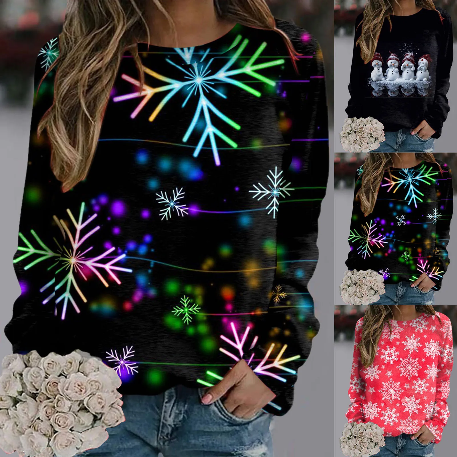 

Womens Daily Merry Christmas Print O Neck Sweatshirt Round Neck Fit Pullover Tops Casual Long Sleeve Hoodies plus Size Women 5x