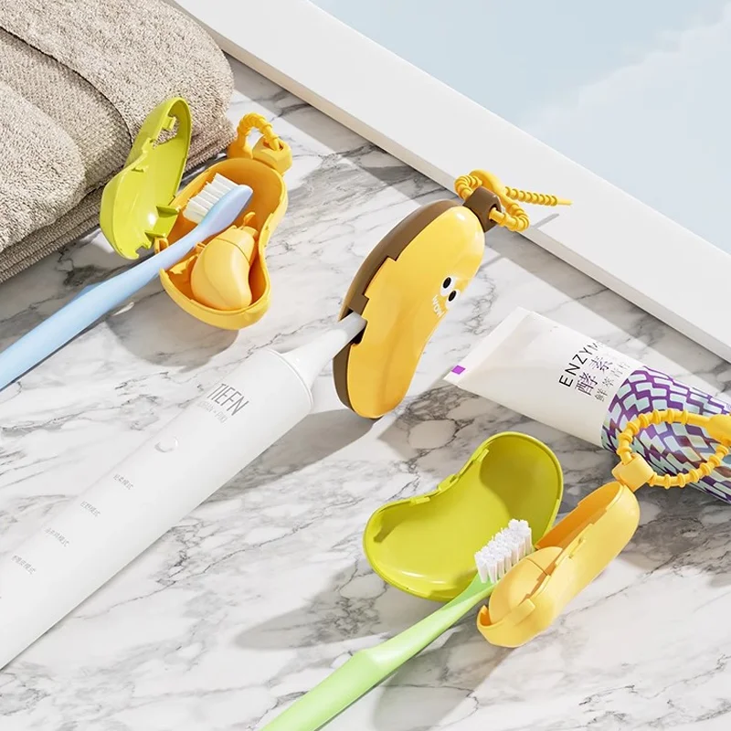 

Portable Toothbrush Holder Box Travel Toothbrush Protective Cap Cute Banana Hiking Camping Brush Cap Case Home Accessories