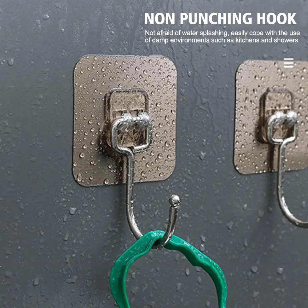 1pcs Self Adhesive Hooks Non-punching Strong Sticky No Trace Wall Hook For Kitchen Bathroom Towel Bags Storage Hanging Hold V3l4