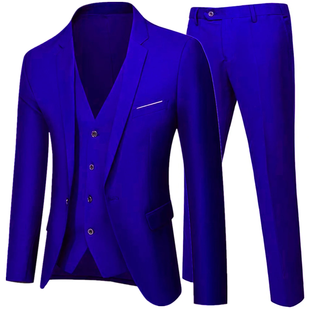 Business Suit Jacket Coat Blazers Trousers Waistcoat Men Wedding Three Pieces Pants Vest Large Size Professional Dress 3 Pcs Set