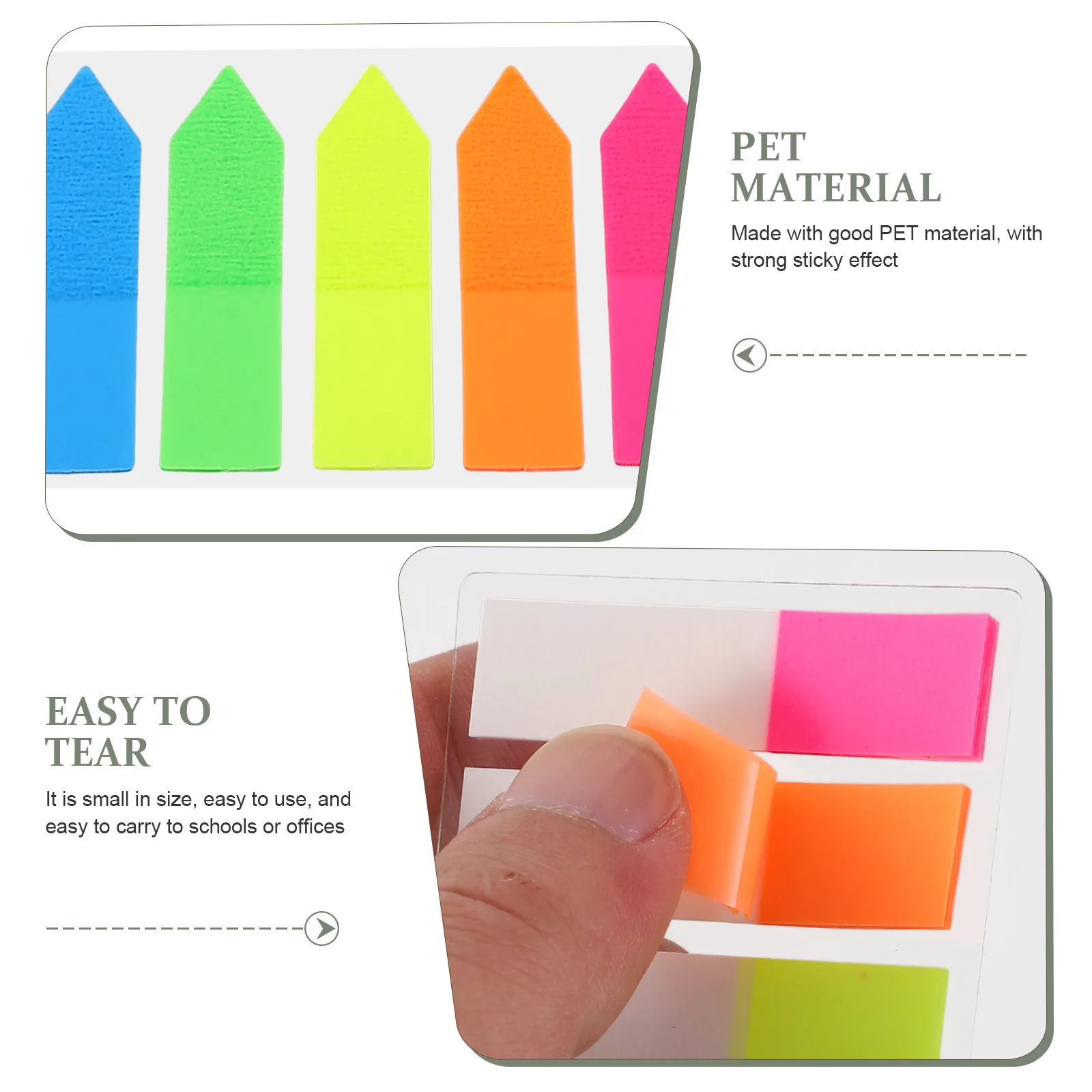 6Sets Sticky Page Marker Memo Pads Colorful Paper Tabs Smooth Writing Repositionable Book Annotation Supplies for Office School