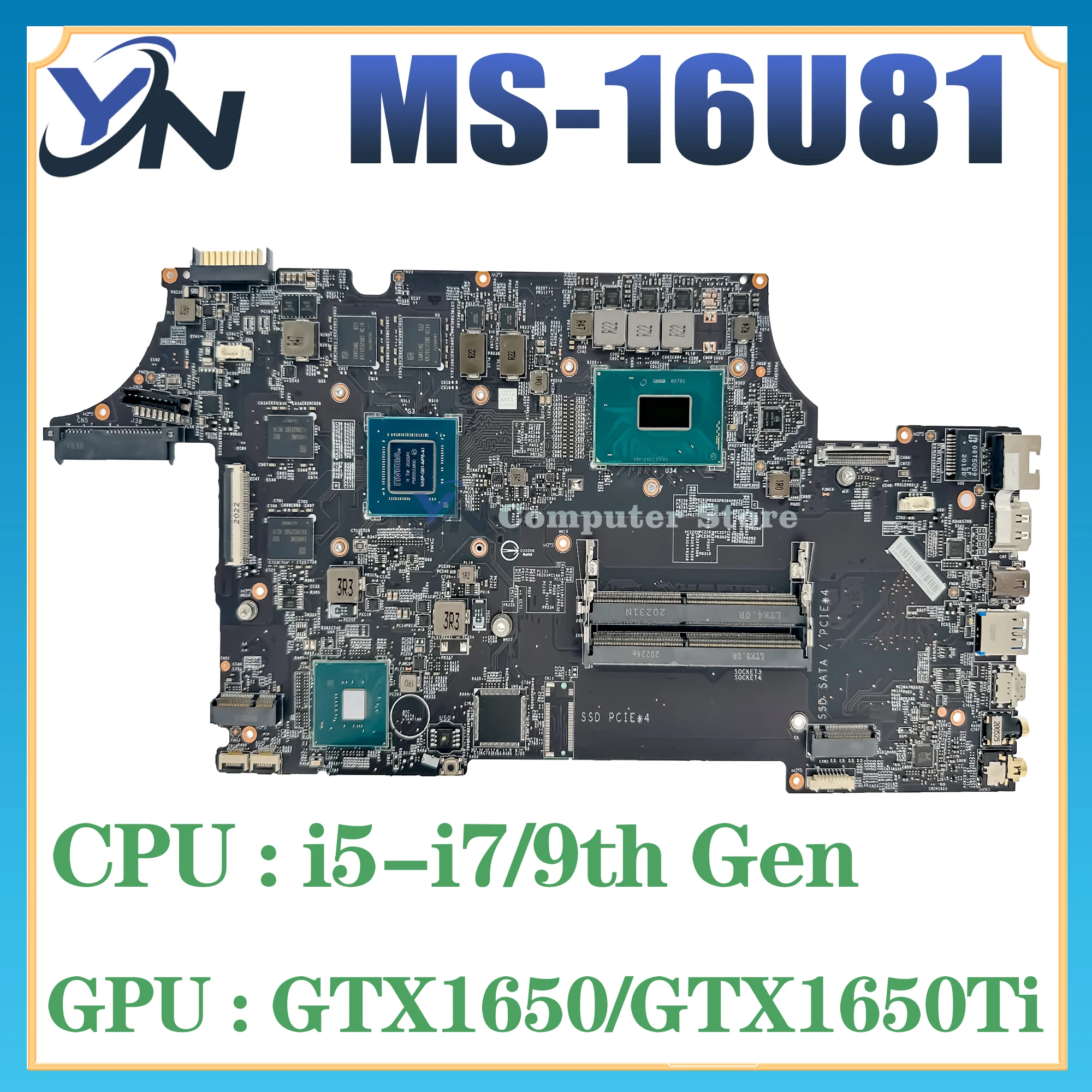 

MS-16U81 Laptop Motherboard For MSI MS-16U8 GP65 CR620 I5-9300H I7-9750H GTX1650 GTX1650TI Mainboard 100% TEST OK