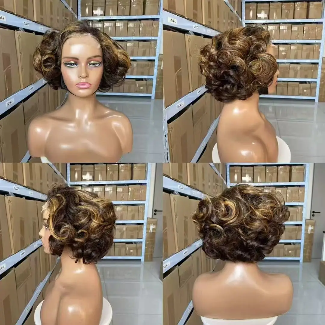 Ombre Schokoladenbraun Lose Bouncy Wave 4x4 HD Lace Closure Echthaarperücken 100% Vietnamesisches Haar Sofort tragbar Kleberlose Lockenperücke – Detail 17