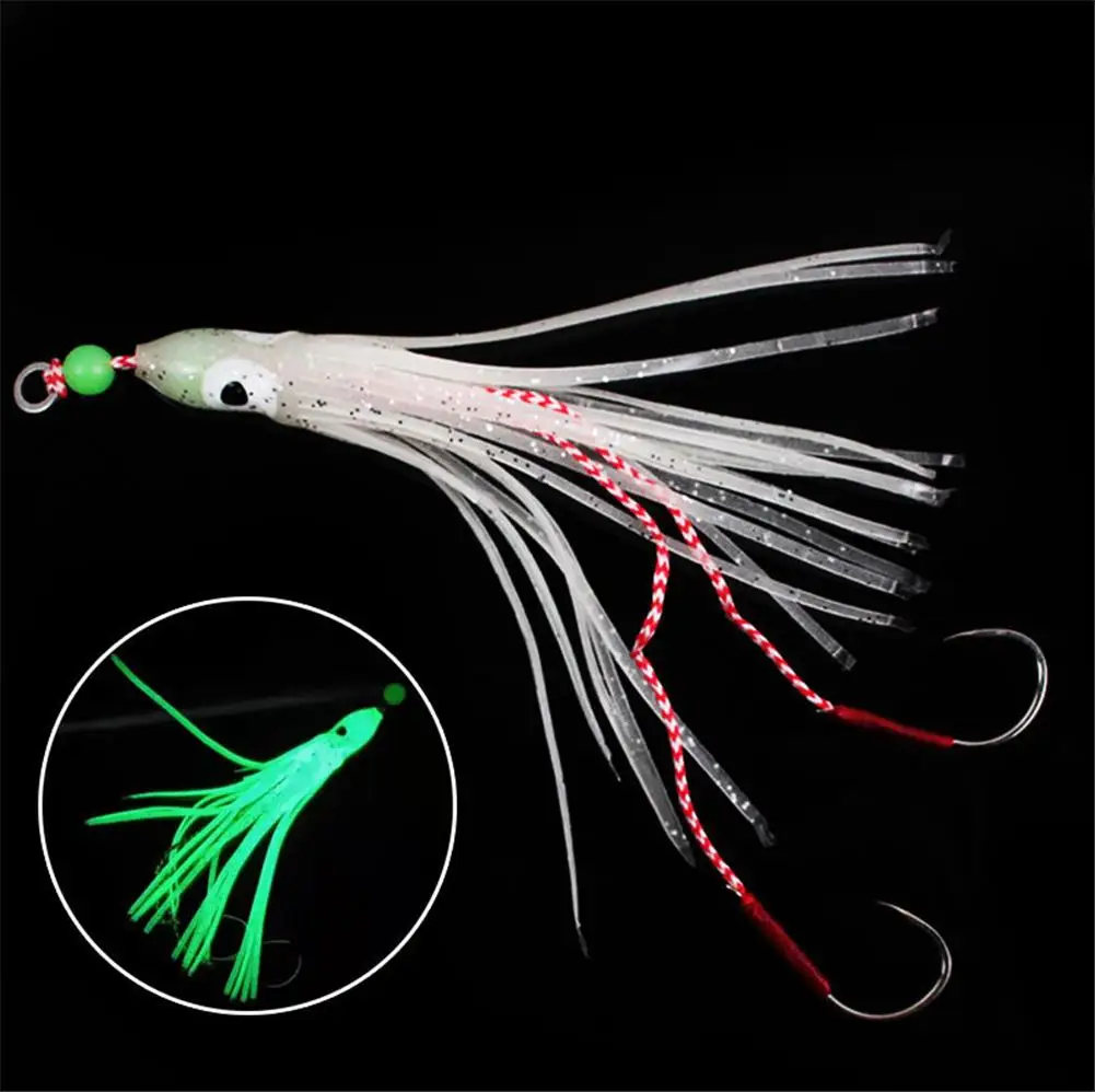 

Hot Sale Silicone Fishing Lure Set Luminous Squid Skirts Soft Lure Bent Hook For Sea Rod Fishing Gear With Barbs Accessories