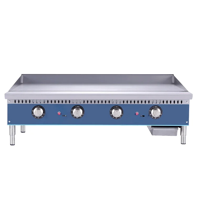 Commercial Kitchen Equipment Factory 25mm Grillage 48 Inches Thermostat Control Gas Griddle Teppanyaki Fried Meat Griddle