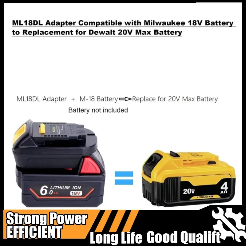 

For Dewalt New for Mil-Waukee ML18DL Lithium Battery Converter Adapter 18V M-18 Li-Ion Battery To 20V Cordless Power Tools