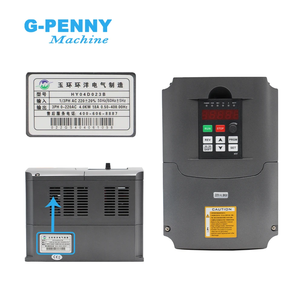 220v 4.0kw VFD Variable Frequency Drive VFD / Inverter 1HP or 3HP Input 3HP Output 380v frequency inverter