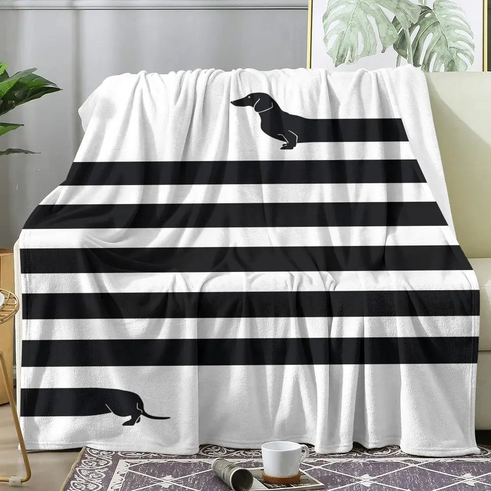 Dachshund Silhouette Throw Soft Flannel AC Blanket Lightweight Summer Nap Throw Cozy  Blanket for Sofa Bed Travel Home