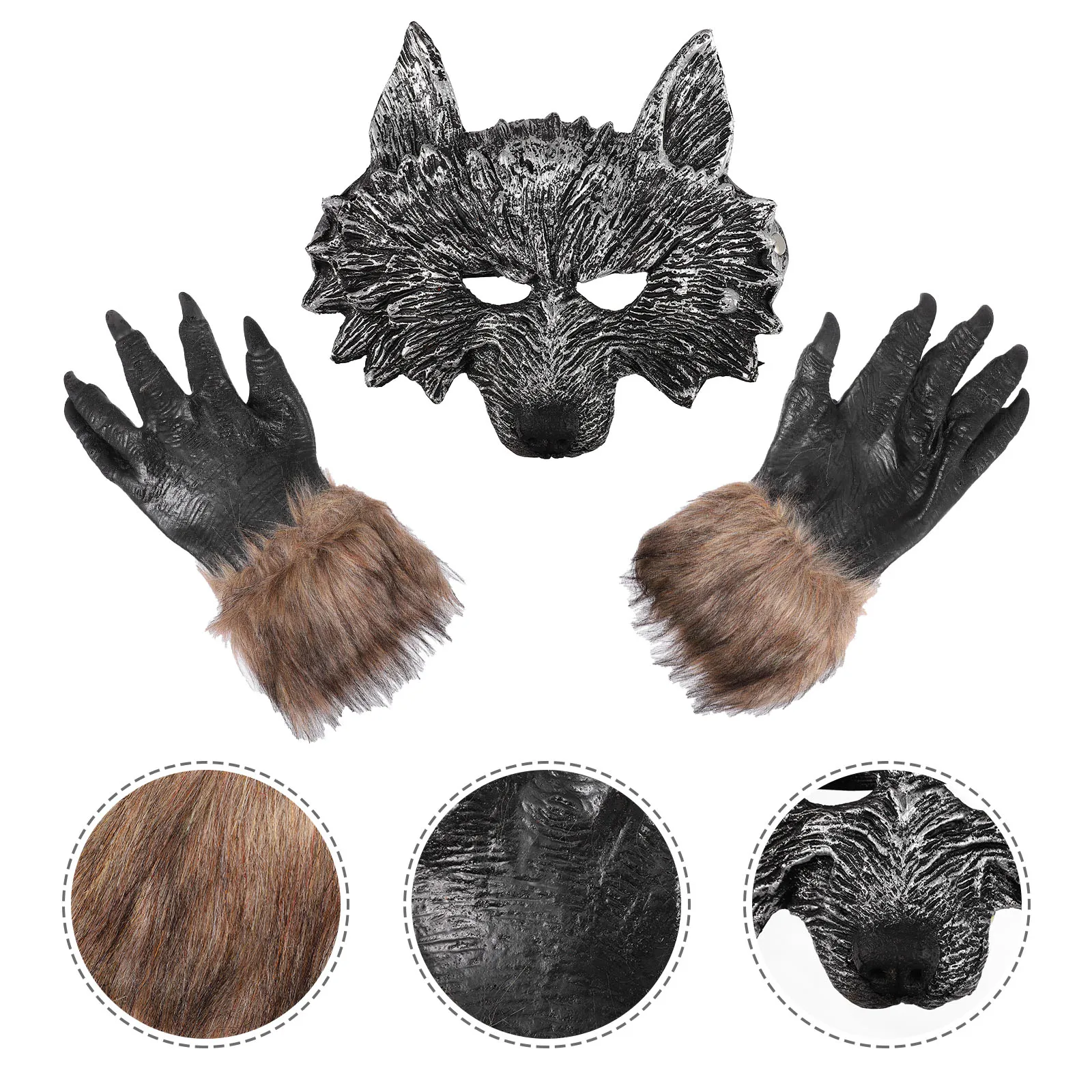 1Set Handschoenen Combinatie Halloween Kostuum Partij Accessoire Mannen Vrouwen Wolf Masker Set Maskerade Halloween Handschoenen
