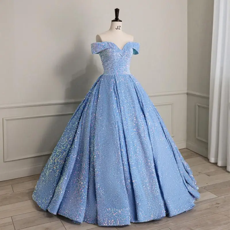 Y&M Novias Custom Color Luxury Sequins Off The Shoulder Quinceanera Dresses 15 Ball Gown For Party Plus Size Vestido De Noiva