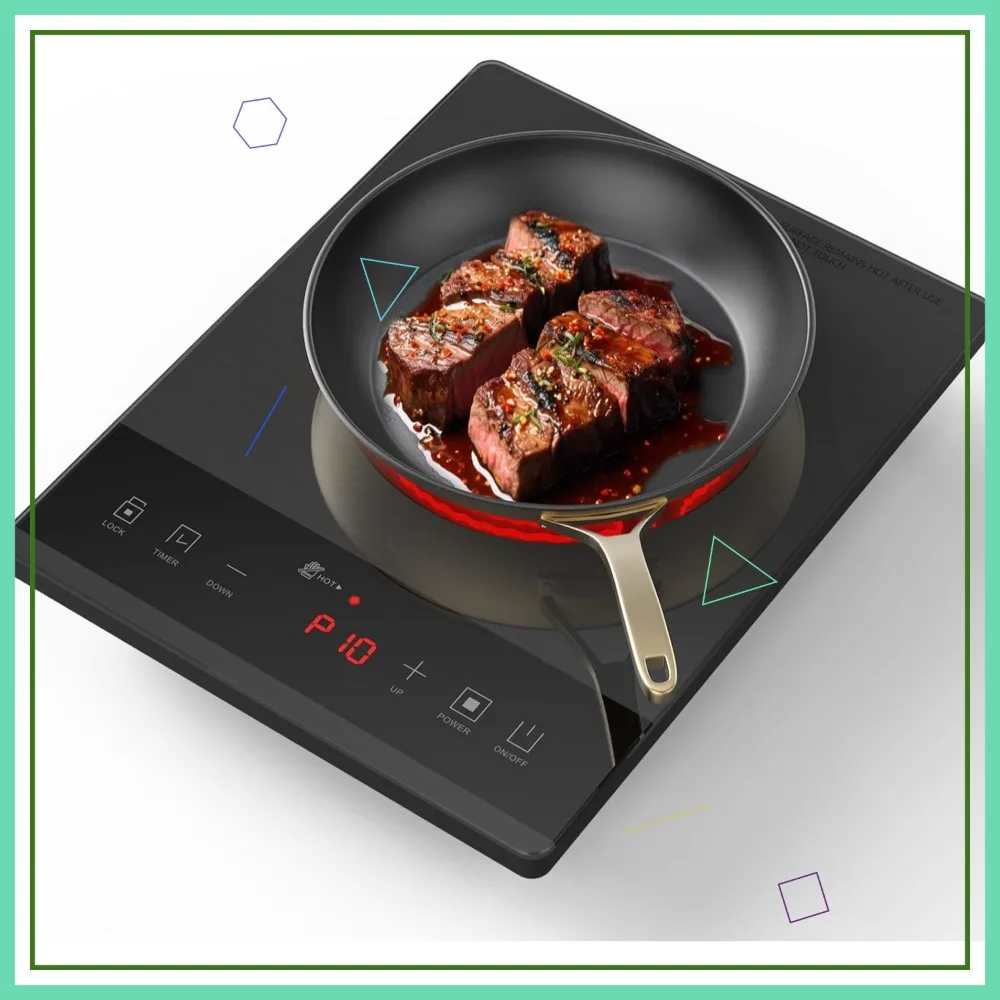 

Electric Hot Plate Portable Ceramic Cooktop with 24-Hour Timer & Child Safety Lock, Ultra-Thin Infrared Stove 1800W